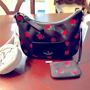 Authentic NEW Kate Spade Chelsea Crossbody Bag Rose Toss Print W/Coin Pouch $298